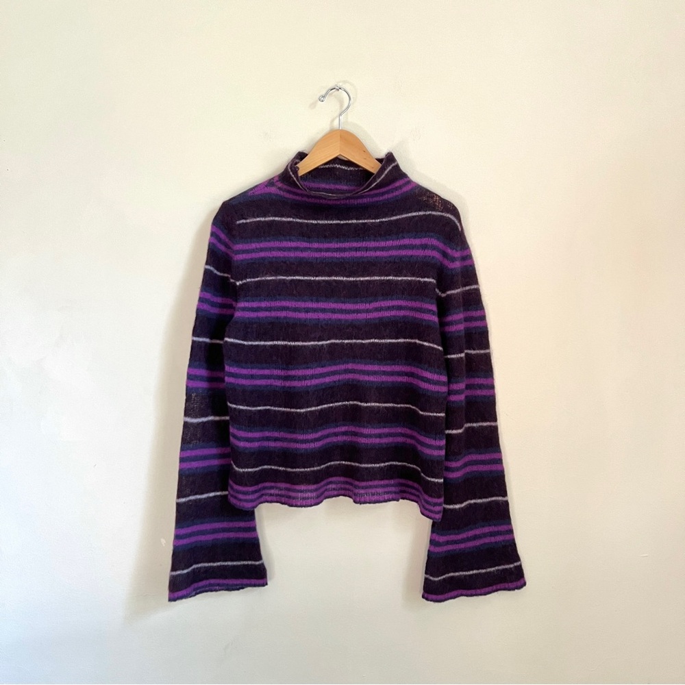Burberry Mohair Stripe Turtleneck Sweater